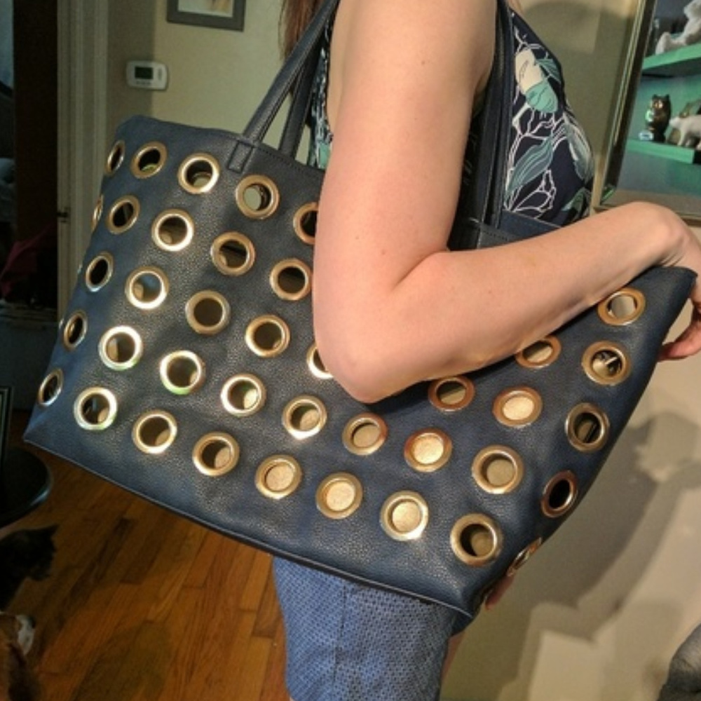 Deux Lux Berlin Navy Leather w/ Gold Grommets